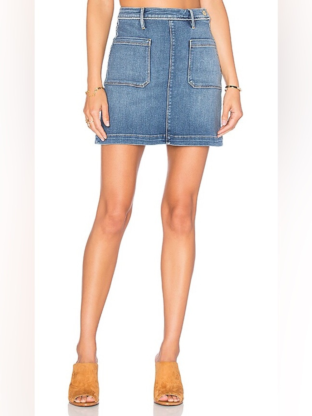FRAME Le Patch Pocket Denim Mini Skirt-Greenway Wash